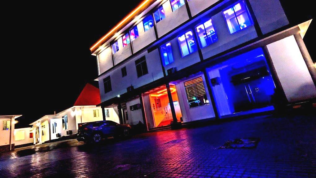 Moonlight Hotel lit up at night, Madale Mikoroshini, Dar es Salaam
